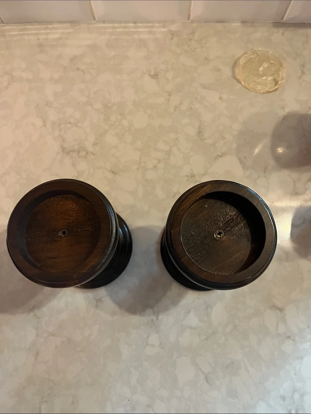 Vintage Turned Wood Pillar Candlesticks, Candle Holders